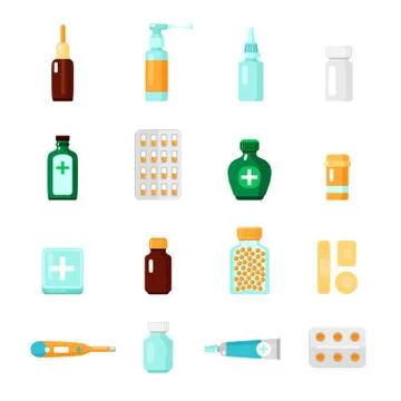 Medications Icon Set Illustrazione stock