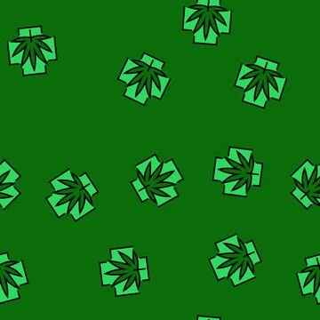 Medicicne cannabis vector seamless pattern Stock Illustration