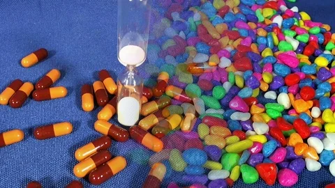 Medicinal capsules that fall Stock Footage 111144998