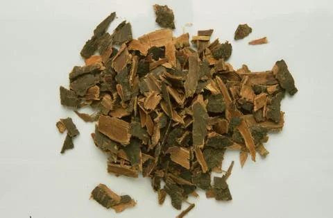 Medicinal herbs Black alder Cortex buckthorn Rhamnus The dried bark of the Stock Photos