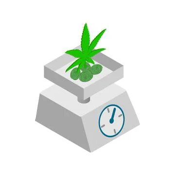 Medicinal marijuana on a scale icon Stock Illustration