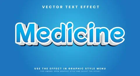 Medicine 3d editable text effect Stock Illustration