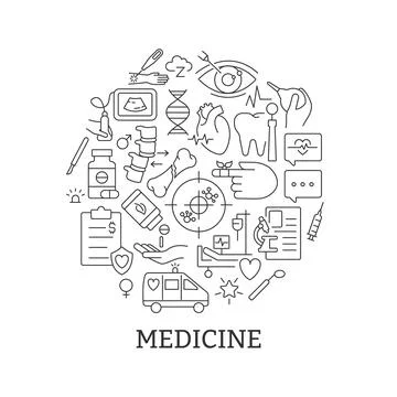 Medicine abstract linear concept layout with headline Illustrazione stock