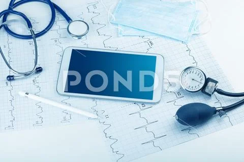 Medicine and modern technology concept with copyspace on tablet Stock Photos