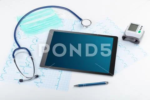 Medicine and modern technology concept with copyspace on tablet Stock Photos