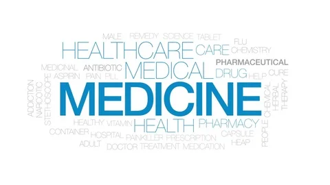 Medicine animated word cloud, text design animation. Kinetic typography. Stock Footage 75784047