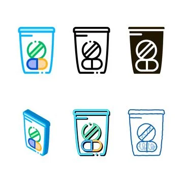 Medicine bag supplements icon vector variety Stock Illustration