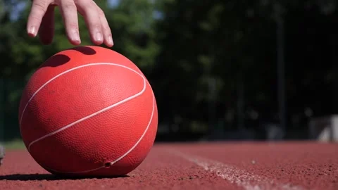 Medicine ball fallen down on the ground Video stock 248707684