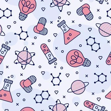 Medicine blue doodle pattern cute icons of traditional medicine elements with Stock Illustration