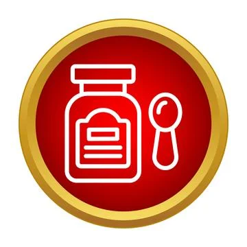 Medicine bottle and spoon for liquid dosage Stock Illustration