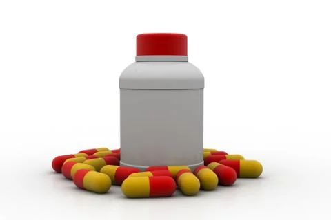 Medicine bottle with capsule Stock Illustration