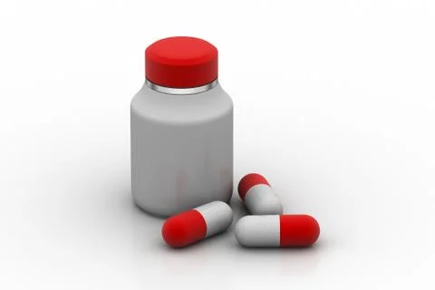Medicine bottle with capsule tablets Free Stock Illustration