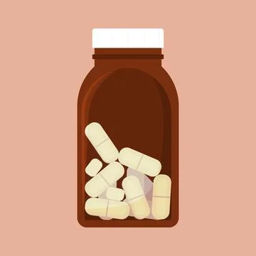 Medicine bottle with capsules Stock Illustration