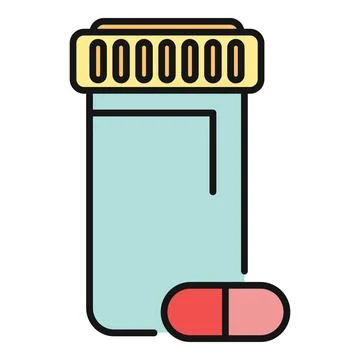 Medicine bottle container with a single capsule pill Stock Illustration