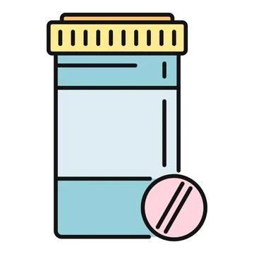 Medicine bottle container with a single pill Stock Illustration