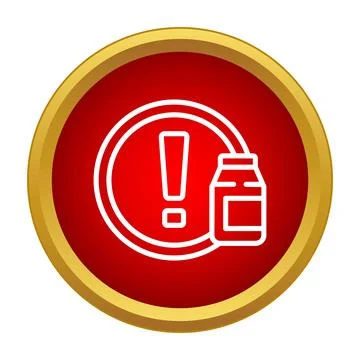 Medicine bottle with exclamation mark warning alert icon Stock Illustration