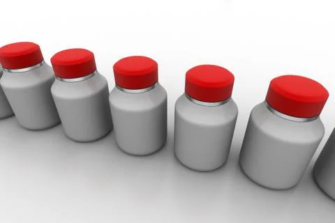 Medicine bottle in a row Free Stock Illustration
