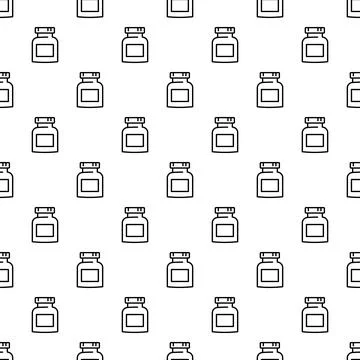 Medicine bottle seamless pattern representing health and pharmacy Stock Illustration