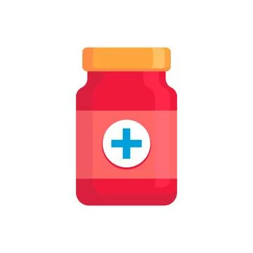 Medicine bottle vector illustration in flat style design Stock Illustration