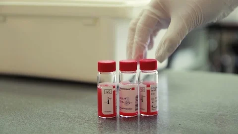 Medicine in bottles on the table Stock Footage 128748495