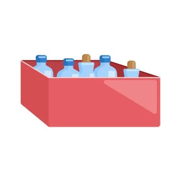 Medicine box in flat style. Different bottle medical isolated on white backgr Stock Illustration