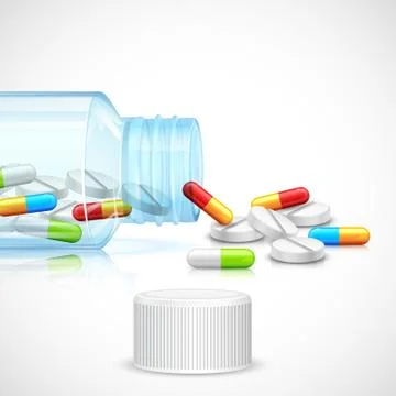 Medicine Capsule in Bottle Stock Illustration