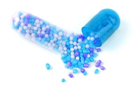 Medicine capsule macro Stock Photos