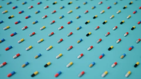 Medicine Capsules sorted angular view color background Stock Footage 87732816