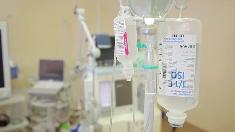 Medicine. close-up of a dropper in the operating room. medical equipment Stock Footage 76997868