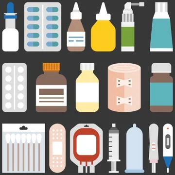 Medicine collection set  Stock Illustration