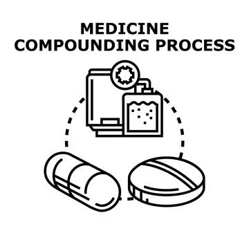 Medicine compounding process developing pharmaceutical products Stock Illustration