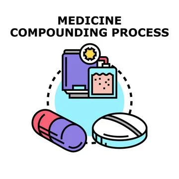Medicine compounding process developing pharmaceutical products Stock Illustration