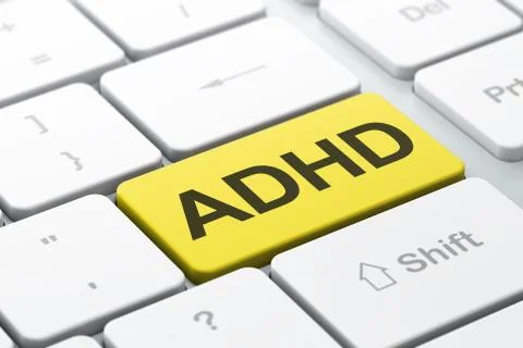 Medicine concept: ADHD on computer keyboard background Stock Illustration