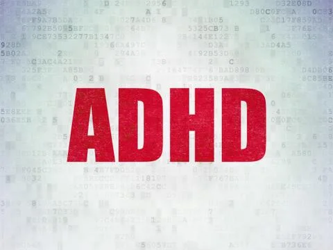 Medicine concept: ADHD on Digital Data Paper background Stock Illustration