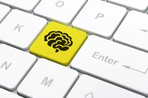 Medicine concept: Brain on computer keyboard background Stock Illustration