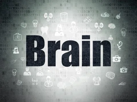 Medicine concept: Brain on Digital Data Paper background Stock Illustration