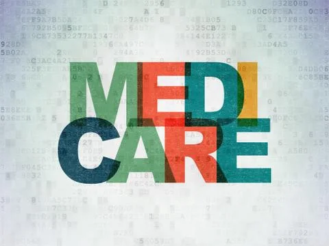 Medicine concept: Medicare on Digital Data Paper background Stock Illustration