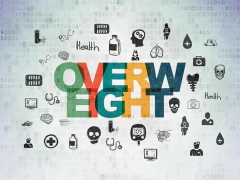 Medicine concept: Overweight on Digital Data Paper background Stock Illustration