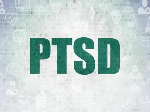 Medicine concept: PTSD on Digital Data Paper background 스톡 일러스트