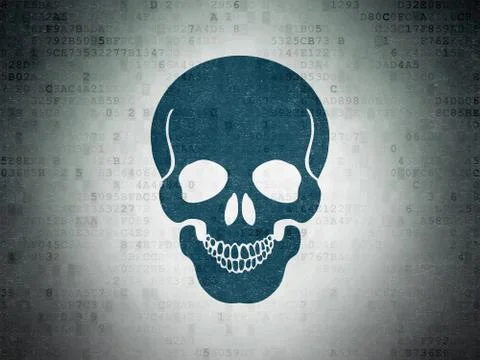 Medicine concept: Scull on Digital Data Paper background 스톡 일러스트