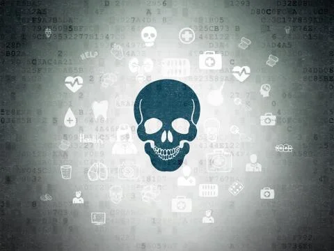 Medicine concept: Scull on Digital Data Paper background 스톡 일러스트