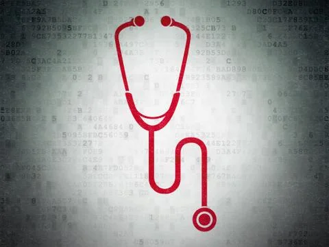 Medicine concept: Stethoscope on Digital Data Paper background Stock Illustration