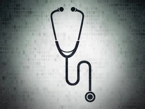 Medicine concept: Stethoscope on Digital Data Paper background Stock Illustration