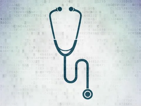 Medicine concept: Stethoscope on Digital Data Paper background Stock Illustration