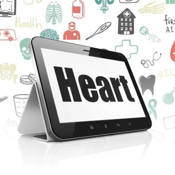 Medicine concept: Tablet Computer with Heart on display Illustrazione stock