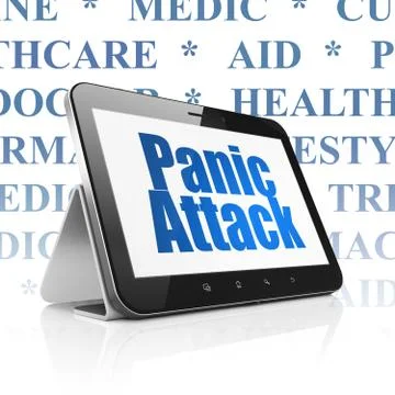 Medicine concept: Tablet Computer with Panic Attack on display Stock Illustration