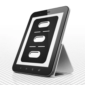 Medicine concept: Tablet Computer with Pills Blister on display Stock-Illustration