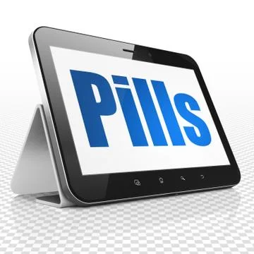 Medicine concept: Tablet Computer with Pills on display Stock-Illustration