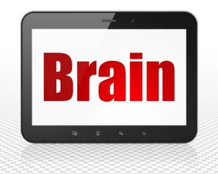 Medicine concept: Tablet Pc Computer with Brain on display Stock Illustration