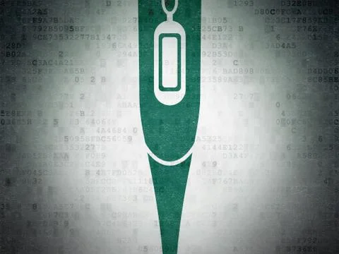 Medicine concept: Thermometer on Digital Data Paper background Stock Illustration